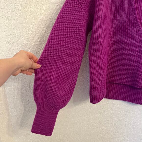 A.L.C. Melanie Sweater Orchid Medium 100% Wool Purple Chunky Knit Cropped Boxy - Picture 3 of 12